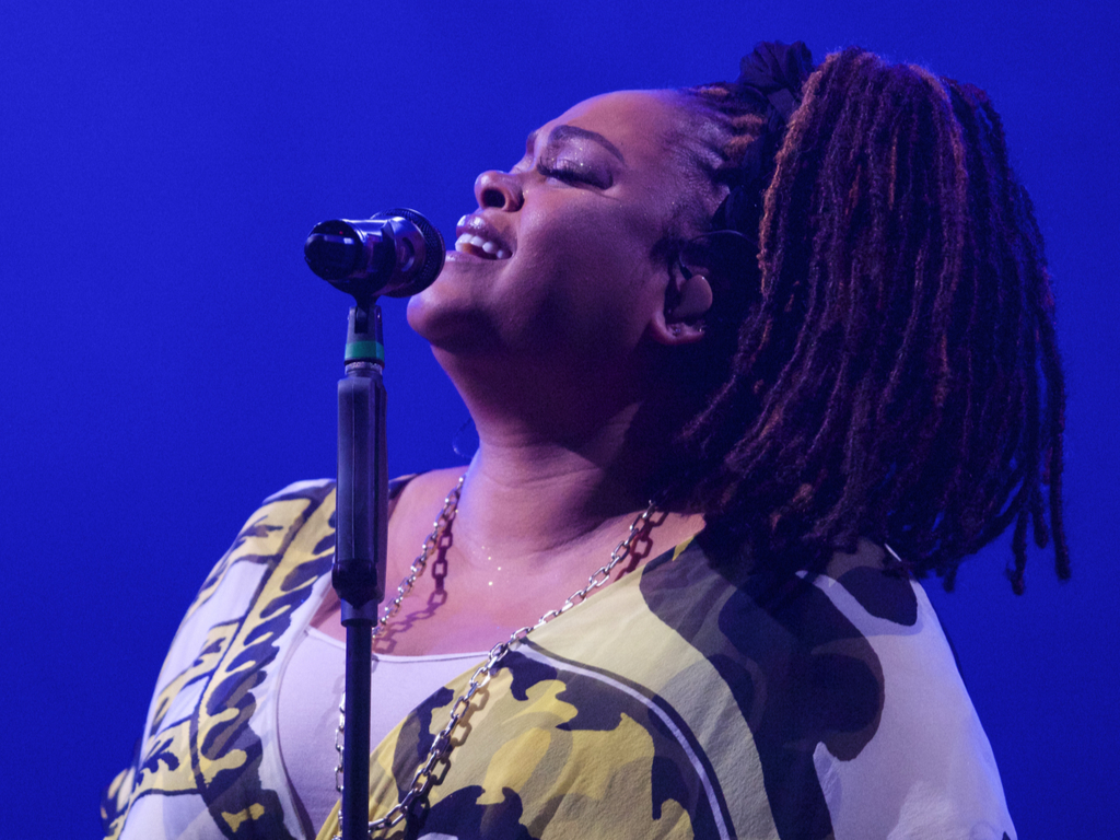 Miami Gardens, FLUSA - March 18, 2017 Three (3) time Grammy winner Jill Scott on stage at Jazz in the Gardens. JITG is a 2 Day music festival that takes place at Hard Rock Stadium.