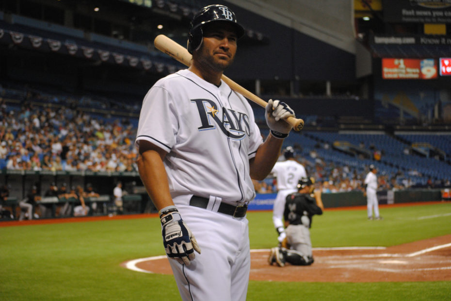 Tampa Bay Rays outfielder Johnny Damon on deck